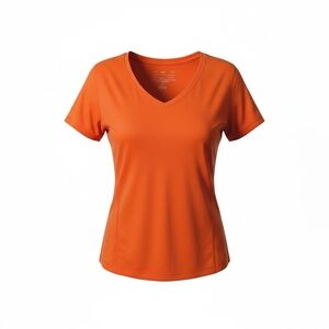 Gildan Performance Orange V-Neck Athletic Tee Women’s Medium Moisture Wicking